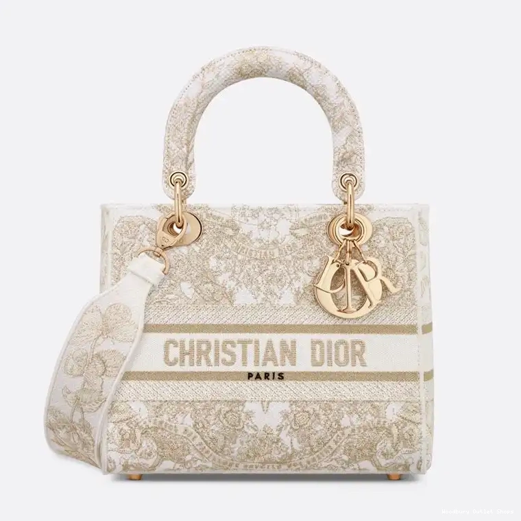 Around World Lady Canvas Medium White Butterfly D-lite The Gold Bag Motif 0505 Hot Sale